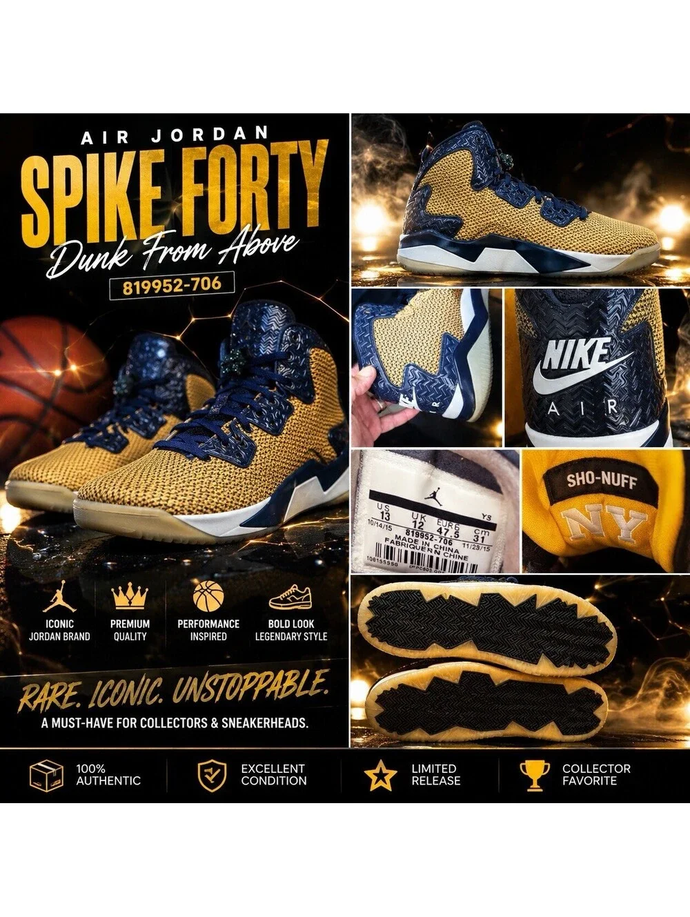 Size 13 - Air Jordan Air Spike Forty Dunk From Above